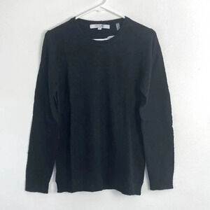 The Line Sweater Medium Black Balbina Chenille Soft Crew Neck Charcoal